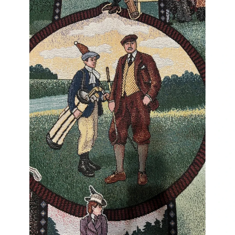 Vintage 1997 American Weavers Golf Tapestry Throw Blanket 5x4 USA Golfers